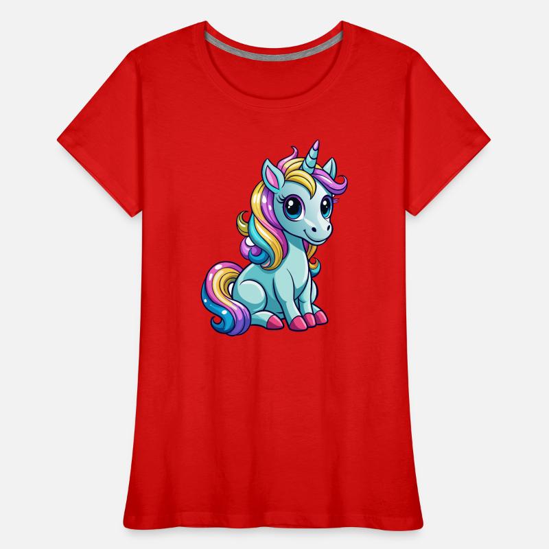Sitzendes Einhorn Frauen Premium Bio T-Shirt