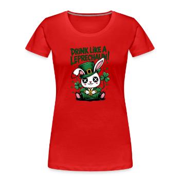 Trinkender Hase Leprechaun St. Patrick's Day - Frauen Premium Bio T-Shirt - Rot - Vorne - Mia (176cm)