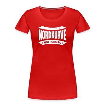 Wolfsburg Nordkurve Stadion Fan Shirt, Tasse - Frauen Premium Bio T-Shirt - Rot - Vorne - Mia (176cm)