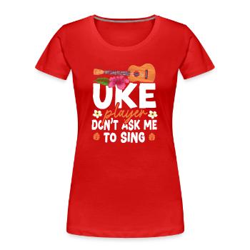 Joueur de ukulélé hawaïen uke uke - T-shirt bio Premium Femme - rouge - Devant - Mia (176cm)