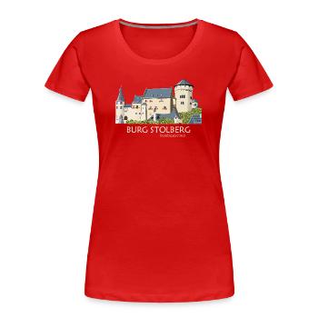 Burg Stolberg Illustration Handzeichnung - Frauen Premium Bio T-Shirt - Rot - Vorne - Mia (176cm)