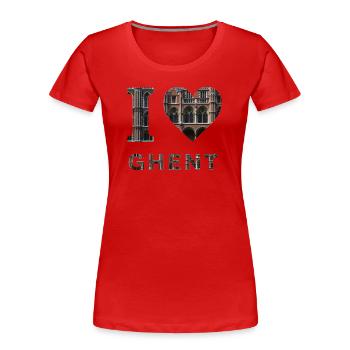 I Love Ghent – Gothic Architectural Design - Women's Premium Organic T-Shirt - red - Front - Mia (176cm)