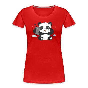 Un panda mignon prend un selfie – Motif amusant - T-shirt bio Premium Femme - rouge - Devant - Mia (176cm)