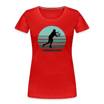 Ultimate Frisbee Reader, Retro-Stil - Frauen Premium Bio T-Shirt - Rot - Vorne - Mia (176cm)