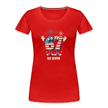 US Flag 67 Memes Six Seven - Women's Premium Organic T-Shirt - red - Front - Mia (176cm)