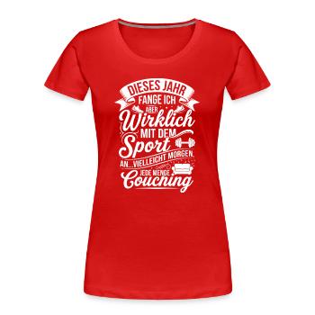 Cette année, vraiment avec le sport - T-shirt bio Premium Femme - rouge - Devant - Mia (176cm)