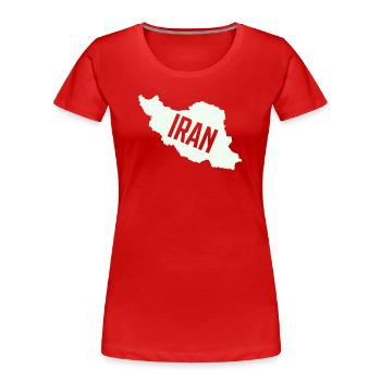 Faute de frappe sur Iran Maps - T-shirt bio Premium Femme - rouge - Devant - Mia (176cm)