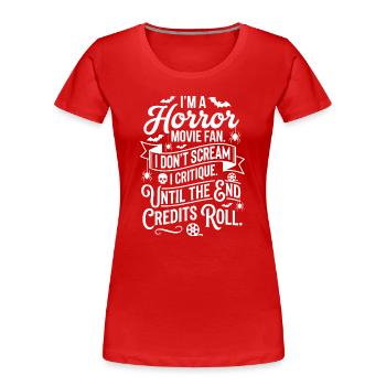 Fan d’horreur : Critique jusqu’au générique - T-shirt bio Premium Femme - rouge - Devant - Mia (176cm)