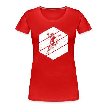 Iconisches Handball Motiv fuer Frauen - Frauen Premium Bio T-Shirt - Rot - Vorne - Mia (176cm)