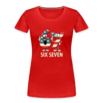 US Flag 67 Memes Six Seven - Women's Premium Organic T-Shirt - red - Front - Mia (176cm)