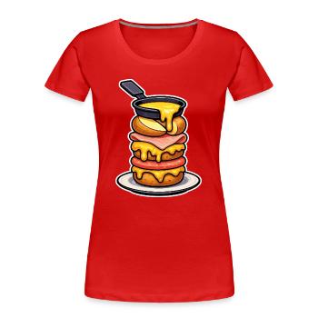 Raclette with Melting Mountain Cheese and Fondue - Women's Premium Organic T-Shirt - red - Front - Mia (176cm)