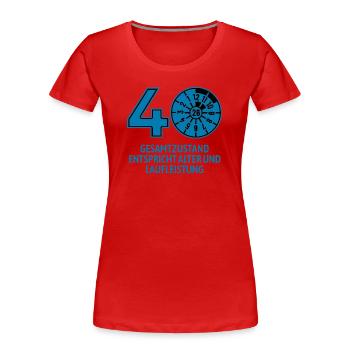 HU January 2026 - 40 Years - Birthday Gift - Women's Premium Organic T-Shirt - red - Front - Mia (176cm)