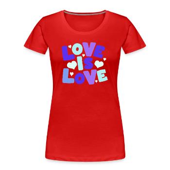 Love is Love Pastel Hearts - Frauen Premium Bio T-Shirt - Rot - Vorne - Mia (176cm)
