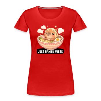 Capybara mit Ramen Vibes - Frauen Premium Bio T-Shirt - Rot - Vorne - Mia (176cm)