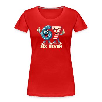 US Flag 67 Memes Six Seven - Women's Premium Organic T-Shirt - red - Front - Mia (176cm)