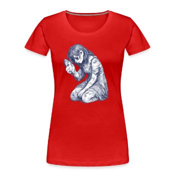 Melancholic Girl Character Sketch - Women's Premium Organic T-Shirt - red - Front - Mia (176cm)