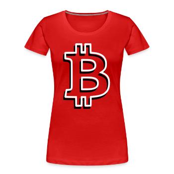 Bitcoin Logo Outline Neon Minimalistisch - Frauen Premium Bio T-Shirt - Rot - Vorne - Mia (176cm)