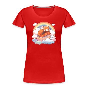 Red Panda in Rainbow Cloud Cake - Women's Premium Organic T-Shirt - red - Front - Mia (176cm)