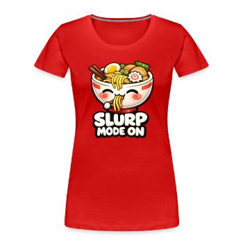 Slurp Mode On Ramen Kawaii - Women's Premium Organic T-Shirt - red - Front - Mia (176cm)