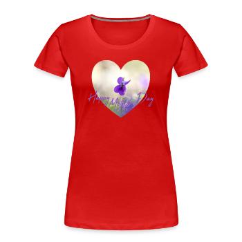 Herzblumen Muttertag Design lila Blume lila Blüte - Frauen Premium Bio T-Shirt - Rot - Vorne - Mia (176cm)