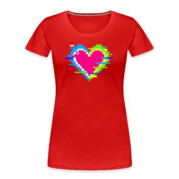 Pixel Heart Neon Glitch Rainbow - Women's Premium Organic T-Shirt - red - Front - Mia (176cm)