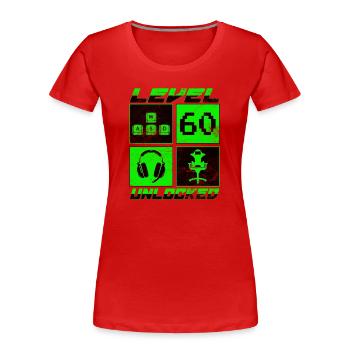 60e anniversaire Gamer Gamer Niveau 60 débloqué - T-shirt bio Premium Femme - rouge - Devant - Mia (176cm)