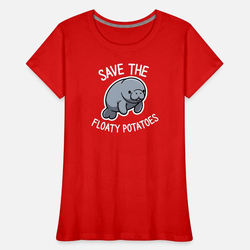 Cute Manatee Save the Floaty Potatoes  Women's Premium Organic T-Shirt