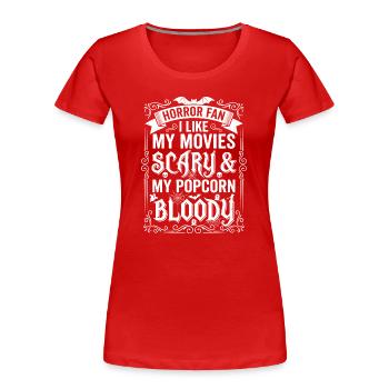 Horror Fan: Filme, Blut, Popcorn - Frauen Premium Bio T-Shirt - Rot - Vorne - Mia (176cm)