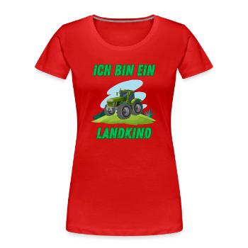 Traktor - Ich bin ein Landkind - Frauen Premium Bio T-Shirt - Rot - Vorne - Mia (176cm)