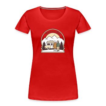 Ruhiger Caravanurlaub im Gebirge - Frauen Premium Bio T-Shirt - Rot - Vorne - Mia (176cm)