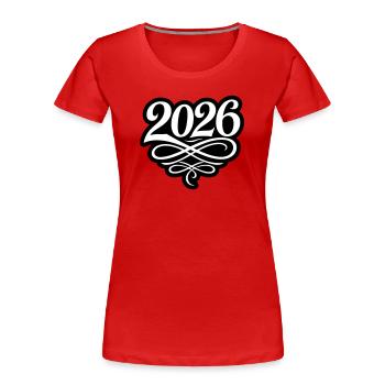 2026 Jahr - Frauen Premium Bio T-Shirt - Rot - Vorne - Mia (176cm)
