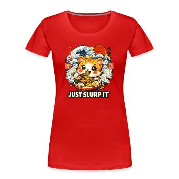 Kawaii Cat I Need Ramen - Women's Premium Organic T-Shirt - red - Front - Mia (176cm)