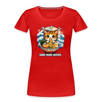 Katzen Ramen Nudel Japaner Anime Manga Kawaii - Frauen Premium Bio T-Shirt - Rot - Vorne - Mia (176cm)