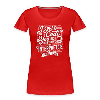 Codeflüstern Nerdleben - Frauen Premium Bio T-Shirt - Rot - Vorne - Mia (176cm)