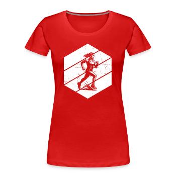 Running Fokus pur - Frauen Premium Bio T-Shirt - Rot - Vorne - Mia (176cm)