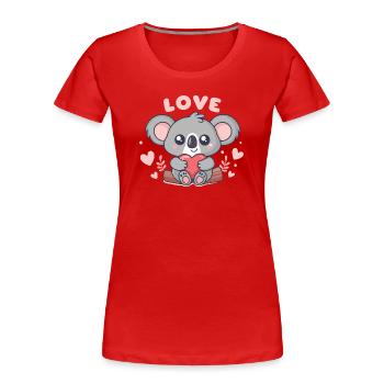 Koala Coeur Doux Love - T-shirt bio Premium Femme - rouge - Devant - Mia (176cm)