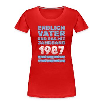 Père 1987 - T-shirt bio Premium Femme - rouge - Devant - Mia (176cm)