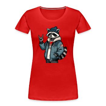 Cool raccoon - Women's Premium Organic T-Shirt - red - Front - Mia (176cm)