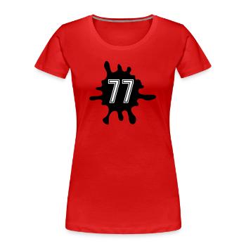 Nombre de Blobs 77 - T-shirt bio Premium Femme - rouge - Devant - Mia (176cm)