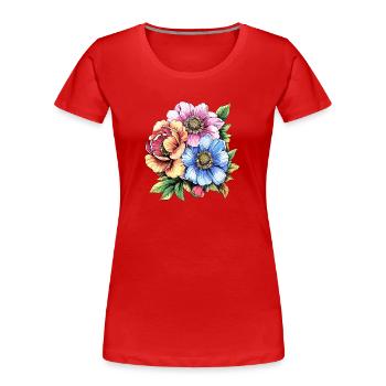 Colored Flower Bouquet Illustration - Women's Premium Organic T-Shirt - red - Front - Mia (176cm)