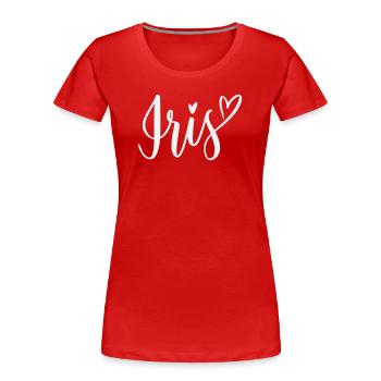 Iris Herz Schriftzug - Frauen Premium Bio T-Shirt - Rot - Vorne - Mia (176cm)