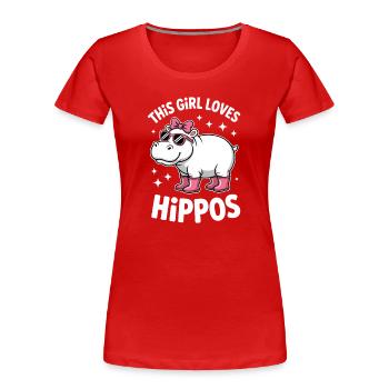 Hippopotamus Sayings Hippopotamus Joke Hippopotamus Gift - Women's Premium Organic T-Shirt - red - Front - Mia (176cm)