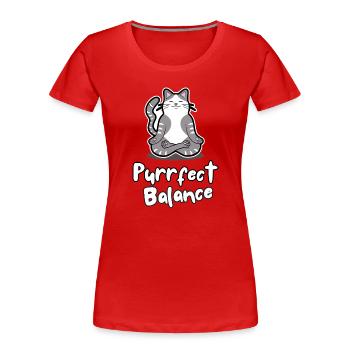 Purrfektes Gleichgewicht - Frauen Premium Bio T-Shirt - Rot - Vorne - Mia (176cm)
