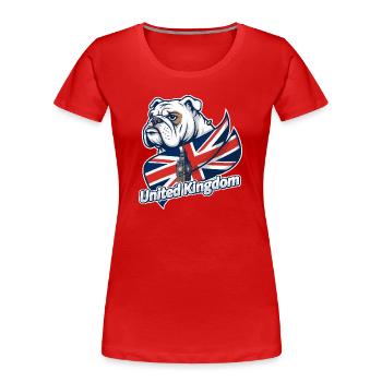 Bulldog with UK flag and Big Ben - Women's Premium Organic T-Shirt - red - Front - Mia (176cm)