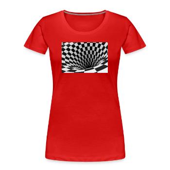 Black and white checkerboard vortex - Women's Premium Organic T-Shirt - red - Front - Mia (176cm)