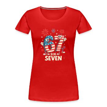 US Flag 67 Memes Six Seven - Women's Premium Organic T-Shirt - red - Front - Mia (176cm)