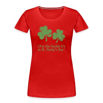 St. Patrick's Day Humor Double D Shamrocks - Frauen Premium Bio T-Shirt - Rot - Vorne - Mia (176cm)