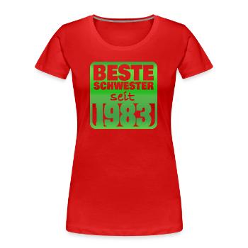 Sister 1983 - Women's Premium Organic T-Shirt - red - Front - Mia (176cm)