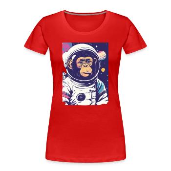 Astronauts chimpanzee in space - Women's Premium Organic T-Shirt - red - Front - Mia (176cm)