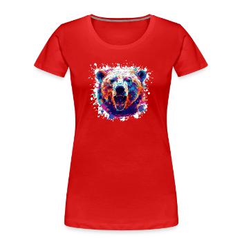 Bunter Bärenkopf PopArt - Frauen Premium Bio T-Shirt - Rot - Vorne - Mia (176cm)